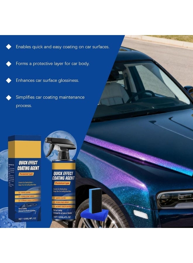 MiMi & BeiBei 120ML Quick Effect Coating Agent for Car, Ceramic Car Coating Spray for Instant Shield Coating Perma-Shine Armor, Full Car Coating Spray for All Colors & Finishes with Small Sponge & Towel - Image 2
